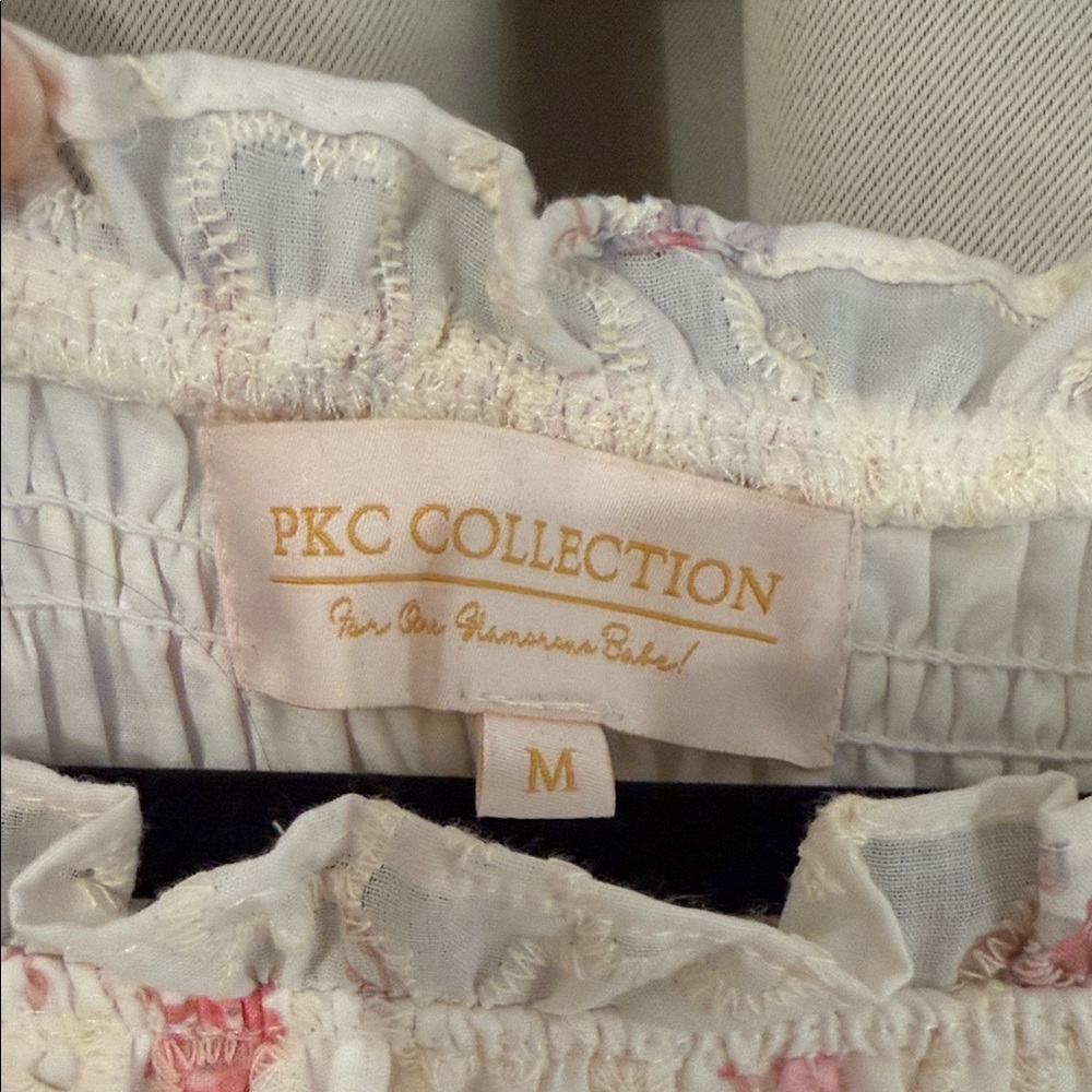 Floral Smocked Tiered Maxi Dress - Cream with Pink Floral - Picture 2 of 2